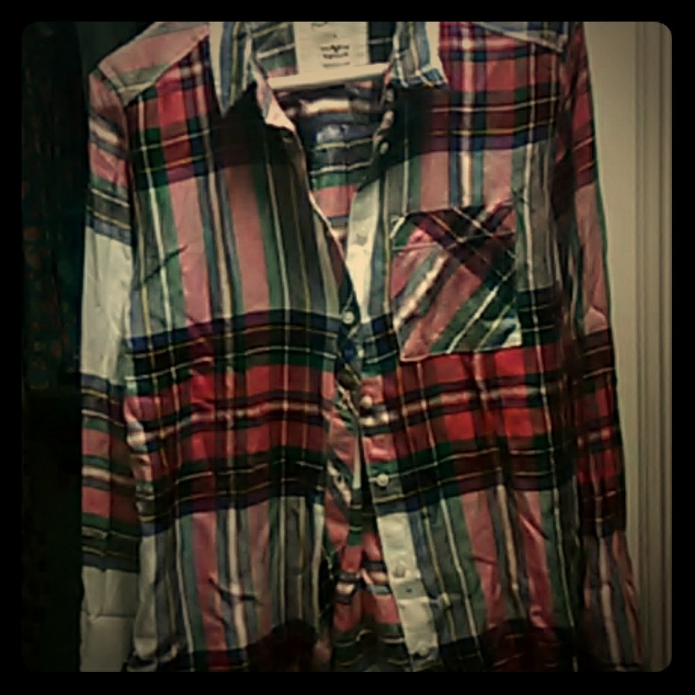 ARIZONA JEANS PLAID SHIRT - size small